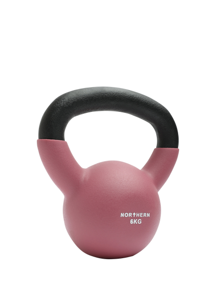 Northern Gym Equipment Neoprene Coated Cast Iron Kettlebell, 6kg, Dusk Pink