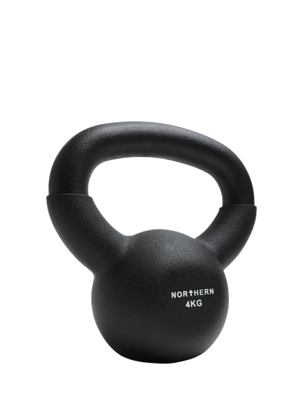 Northern Gym Equipment Neoprene Coated Cast Iron Kettlebell, 4kg, Black