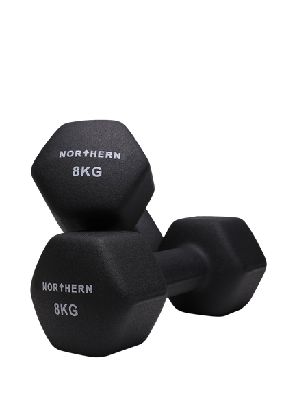 Northern Gym Equipment Neoprene Hex Dumbbell, 8kg, Black, Black