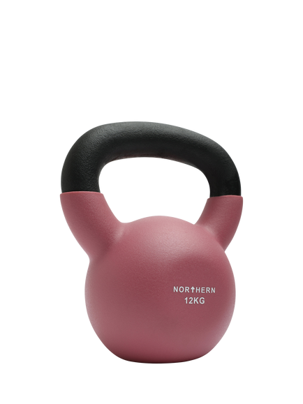 Northern Gym Equipment Neoprene Coated Cast Iron Kettlebell, 12kg, Dusk Pink