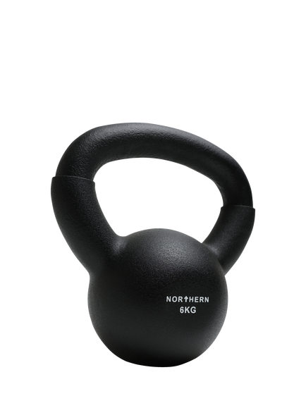 Northern Gym Equipment Neoprene Coated Cast Iron Kettlebell, 6kg, Black