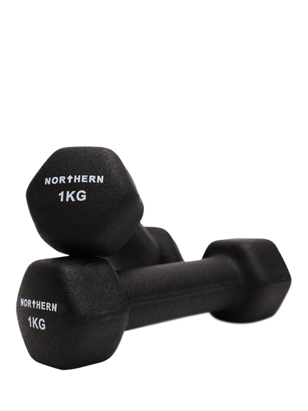 Northern Gym Equipment Neoprene Hex Dumbbell, 1kg, Black