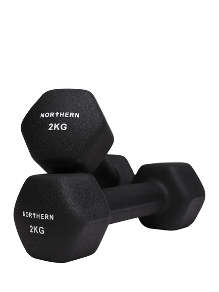 Northern Gym Equipment Neoprene Hex Dumbbell, 2kg, Black, Black