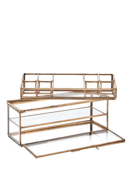 nkuku Bequai Open Jewellery Box, Antique Brass - view 2, Antique Brass