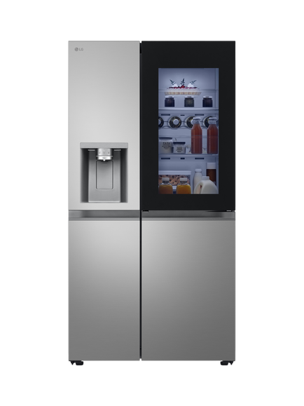 LG InstaView GSXE80PYBE Freestanding 60/40 American Fridge Freezer, Prime Silver, Prime Silver