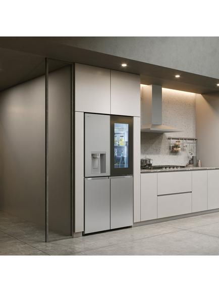 LG InstaView GSXE80PYBE Freestanding 60/40 American Fridge Freezer, Prime Silver - view 2, Prime Silver