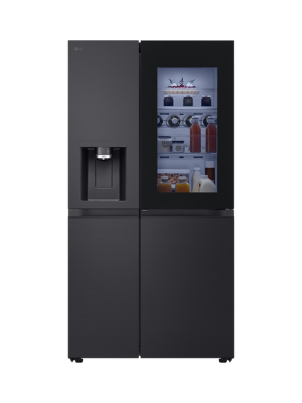 LG InstaView GSXE81EVBE Freestanding 60/40 American Fridge Freezer, Essence Black Steel, Essence Black Steel