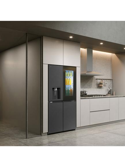 LG InstaView GSXE81EVBE Freestanding 60/40 American Fridge Freezer, Essence Black Steel - view 2, Essence Black Steel