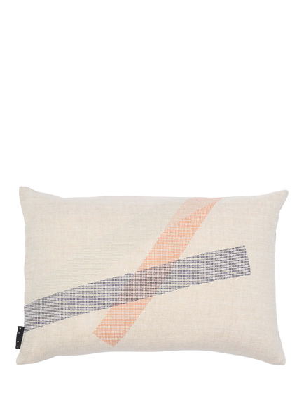 The Conran Shop Furrow Linen Cushion, Sage/Orange, Sage/Orange
