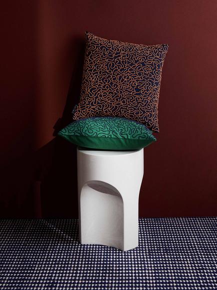 The Conran Shop Ripple Cotton Cushion Cover, Blue - view 2, Blue