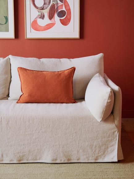 The Conran Shop Wallis Linen Cushion Cover, Brick - view 2, Brick
