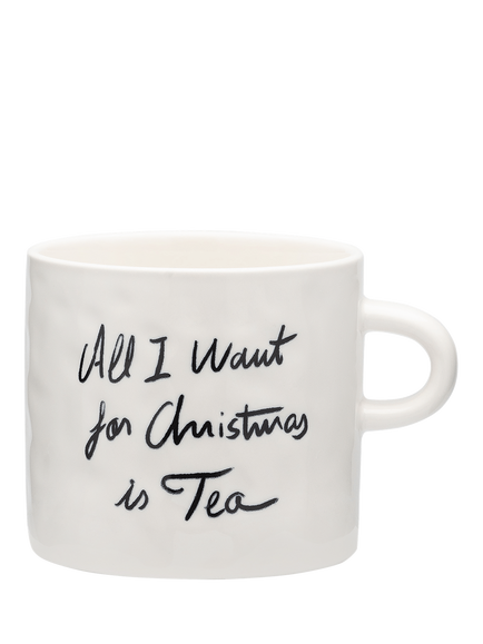 Anna + Nina 'All I Want for Christmas is Tea' Earthenware Mug, 500ml, White, White