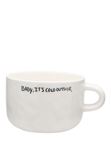 Anna + Nina 'Baby It's Cold Outside' Stoneware Cappuccino Mug, 300ml, White, White