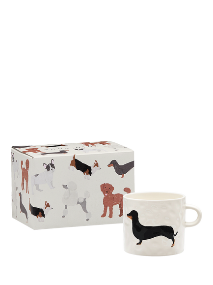 Anna + Nina Dachshund Stoneware Mug, 500ml, White - view 2, Multi