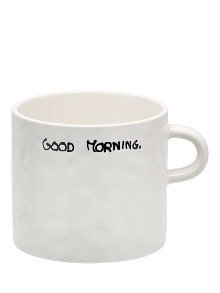 Anna + Nina Good Morning Stoneware Tea Mug, 500ml, White, Multi