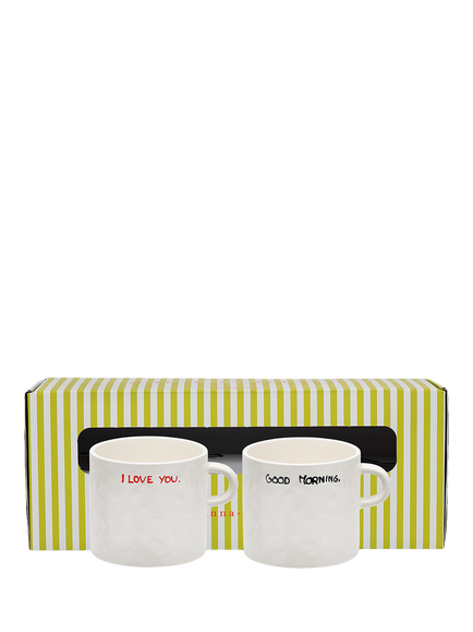 Anna + Nina Perfect Morning Stoneware Mugs, Set of 2, 500ml, White - view 2, Multi
