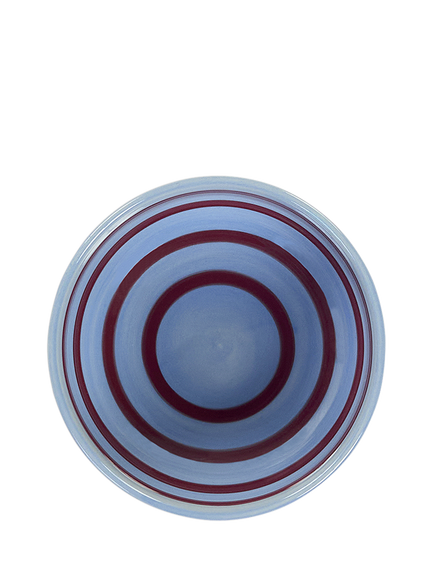 Anna + Nina Alfie Hand Painted Stripe Stoneware Tapas Bowl, 10cm, Blue/Red - view 2, Multi