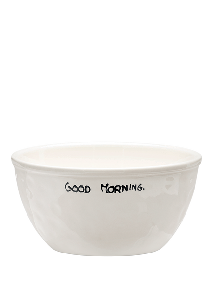 Anna + Nina Good Morning Stoneware Bowl, 14.5cm, White, Multi
