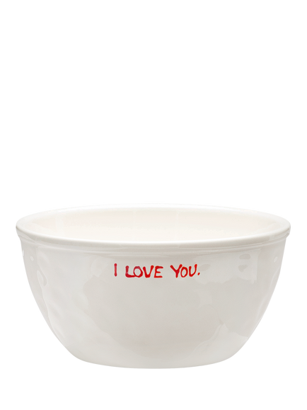 Anna + Nina 'I Love You' Stoneware Cereal Bowl, 14.5cm, White, Multi
