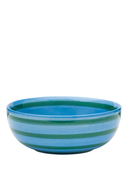 Anna + Nina Tide & Leaf Hand Painted Stripe Stoneware Cereal Bowl, 14cm, Blue, Multi