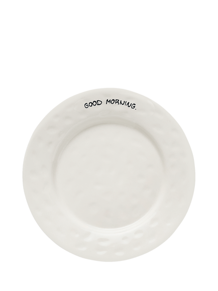 Anna + Nina Good Morning Stoneware Breakfast Plate, 22cm, White, Multi