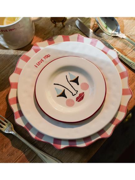 Anna + Nina 'I Love You' Stoneware Breakfast Plate, 22cm, White - view 2, Multi