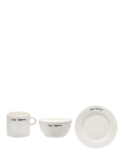Anna + Nina Good Morning Stoneware Breakfast Set, 3 Piece, Multi