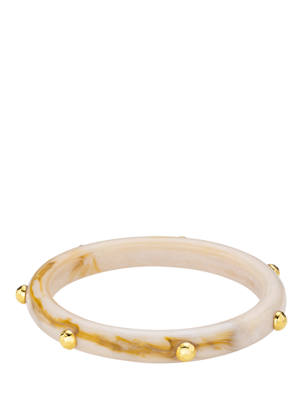 Orelia Marble Resin Studded Bangle, Cream/Gold, Cream