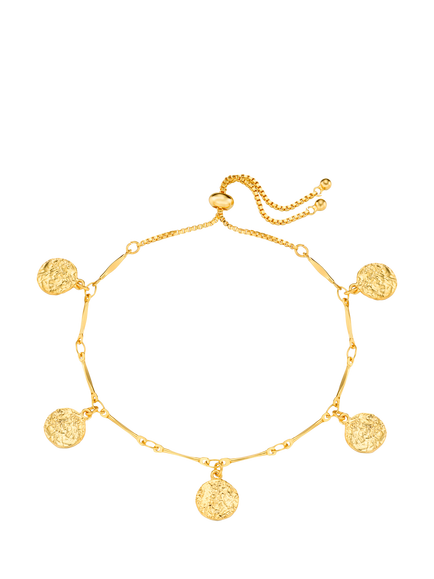 Orelia Molten Coin Charm Bracelet, Gold, Pale Gold