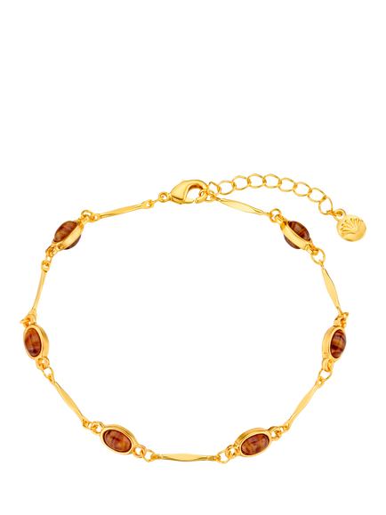 Orelia Tiger's Eye & Bar Links Chain Bracelet, Brown/Gold, Gold/Brown