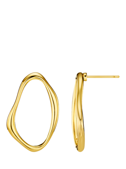 Orelia Oval Wave Hoop Earrings, Gold, Pale Gold