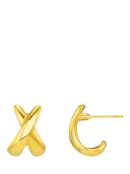 Orelia Crossover Wrap Hoop Earrings, Gold, Gold