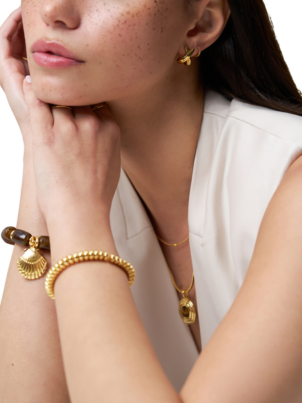 Orelia Crossover Wrap Hoop Earrings, Gold - view 2, Gold