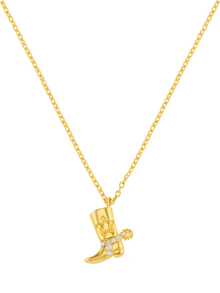 Orelia Crystal Cowboy Boot Pendant Necklace, Gold, Pale Gold