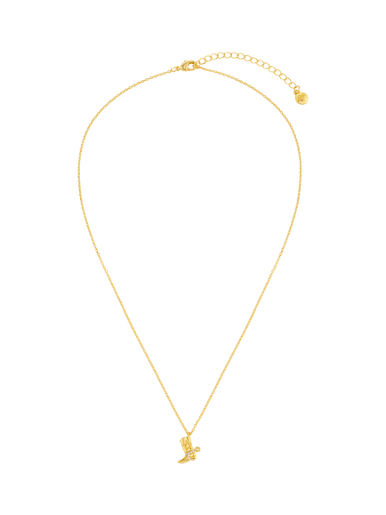 Orelia Crystal Cowboy Boot Pendant Necklace, Gold - view 2, Pale Gold