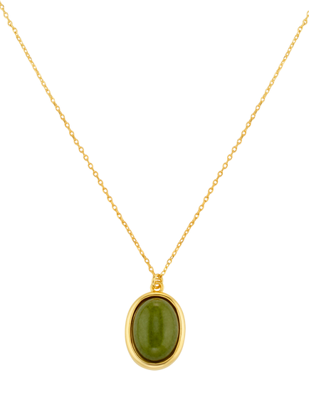 Orelia Jade Pendant Necklace, Gold, Gold/Green