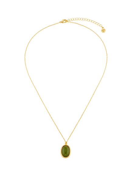 Orelia Jade Pendant Necklace, Gold - view 2, Gold/Green