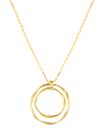 Orelia Interlocking Ribbon Pendant Necklace, Gold, Pale Gold