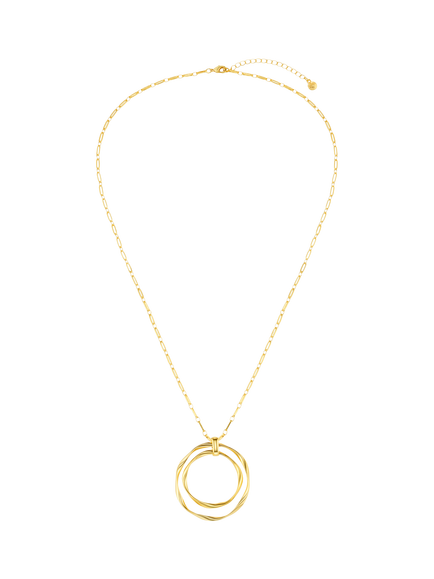 Orelia Interlocking Ribbon Pendant Necklace, Gold - view 2, Pale Gold