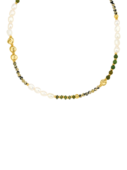 Orelia Semi Precious Bead Layer Necklace, Multi/Gold, Gold/Multi