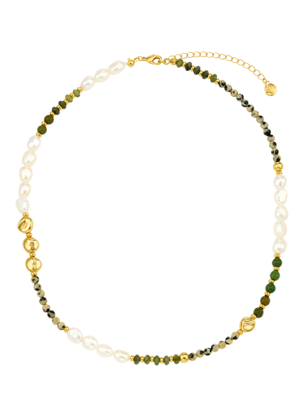 Orelia Semi Precious Bead Layer Necklace, Multi/Gold - view 2, Gold/Multi