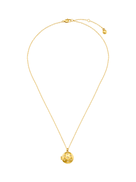 Orelia Luxe Waterproof Cubic Zirconia Starburst Locket Necklace, Gold - view 2, Gold