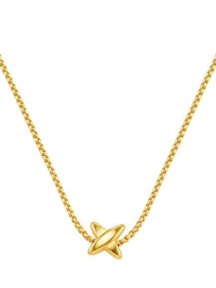 Orelia LUXE Waterproof Polished Cross Chain Necklace, Gold, Pale Gold