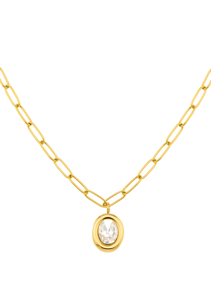 Orelia Luxe Waterproof Cubic Zirconia Crystal Pendant Necklace, Gold, Gold