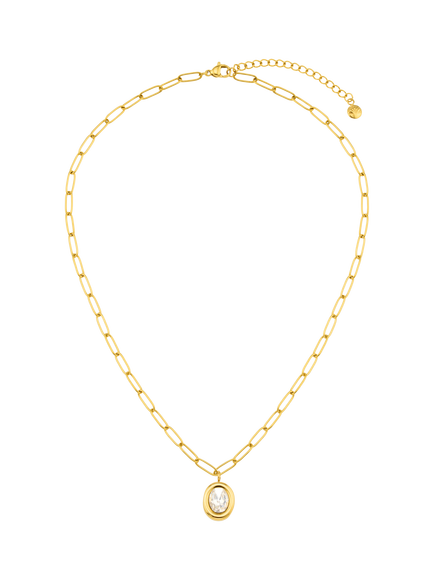 Orelia Luxe Waterproof Cubic Zirconia Crystal Pendant Necklace, Gold - view 2, Gold