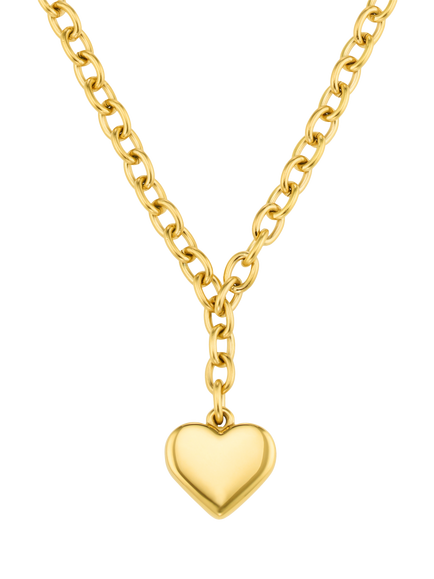Orelia Luxe Waterproof Chunky Heart Drop Necklace, Gold, Pale Gold