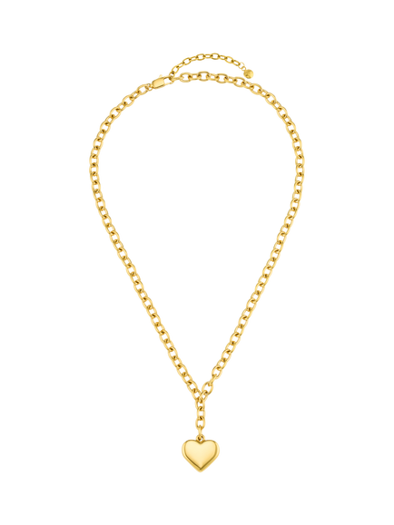 Orelia Luxe Waterproof Chunky Heart Drop Necklace, Gold - view 2, Pale Gold
