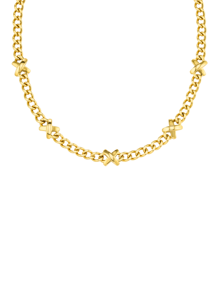 Orelia Luxe Waterproof Stationed Cross Charm Necklace, Gold, Gold