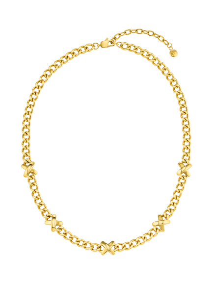 Orelia Luxe Waterproof Stationed Cross Charm Necklace, Gold - view 2, Gold