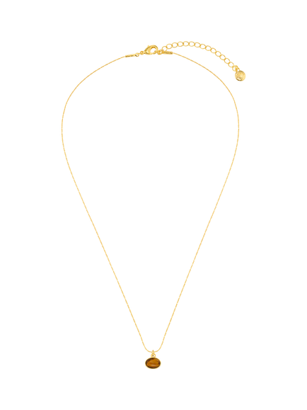 Orelia Tiger's Eye Pendant Necklace, Brown/Gold - view 2, Gold/Brown
